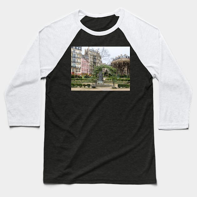 Paris Pink Building Baseball T-Shirt by BlackBeret